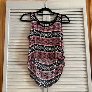 Papaya Pink Aztec Tank Top with Black Trim